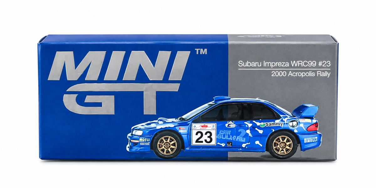 MGT01078 = MINI GT Subaru Impreza WRC99 #23 2000 Acropolis Rally 1:64 Scale Diecast Model Car
