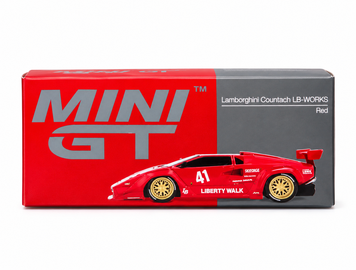 DNM-MGT-1100-RED = MINI GT #1100 Lamborghini Countach LB-WORKS Red 1:64 Diecast Model Car