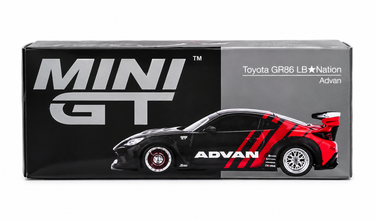 MGT01173-BL = MINI GT 1:64 Toyota GR86 LB★Nation ADVAN Diecast Model Car #1173