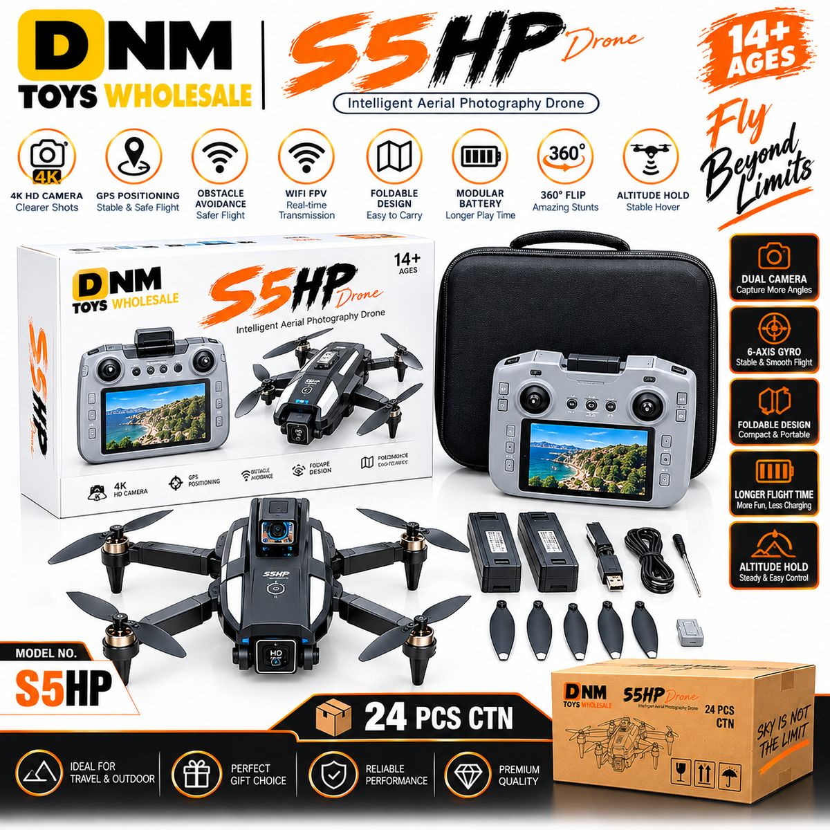 SSHP-S5HP-DRONE-4K SSHP S5HP 4K HD Camera Drone with GPS, Obstacle Avoidance, WiFi FPV & Screen Remote