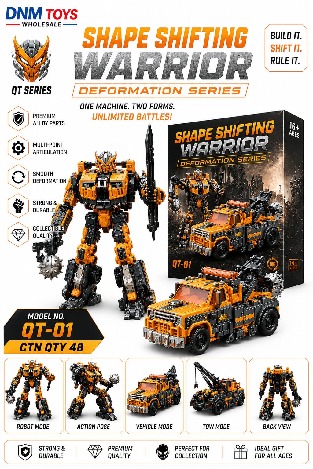 QT-01 Shape Shifting Warrior Transforming Robot Truck | Alloy Model