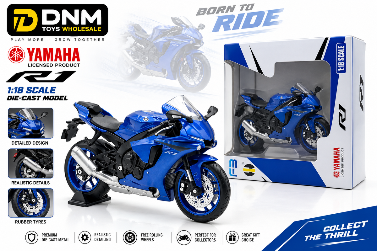 1:18 Scale Blue Die-Cast Sports Motorcycle Model