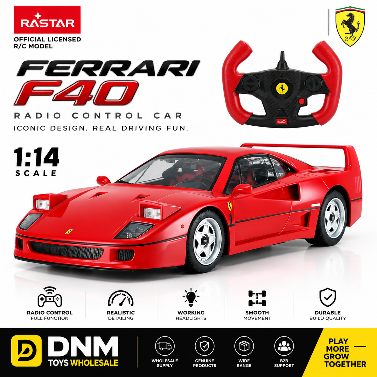 RASTAR Ferrari F40 1:14 RC Car – Red Remote Control Toy
