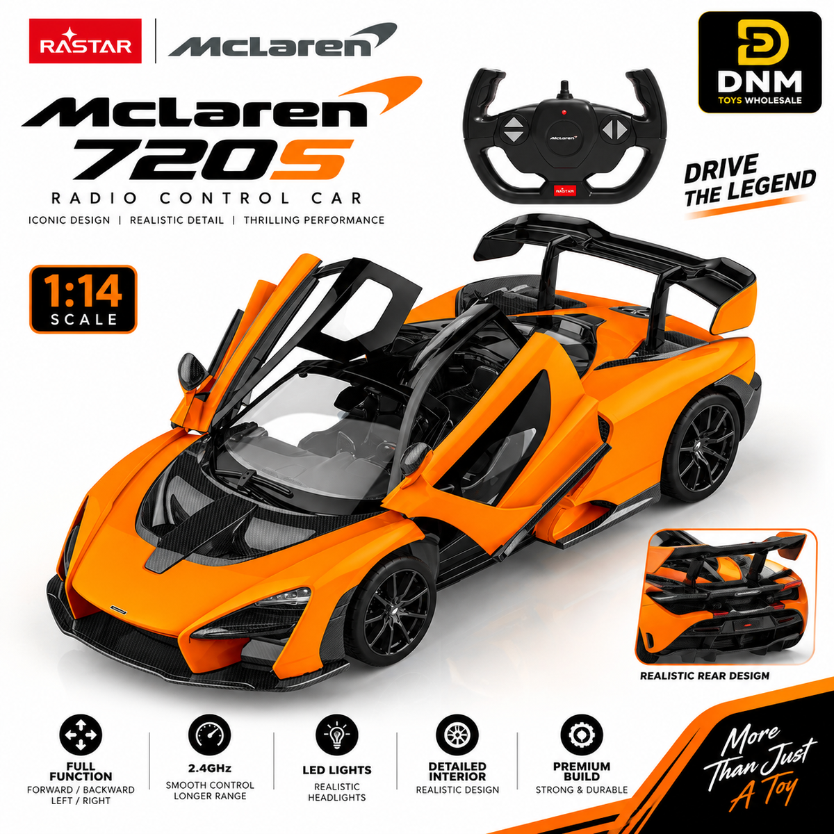 RASTAR 1:14 McLaren Senna RC Car Orange | Remote Control Toy Car
