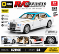 CZ116E-WHT-124 - 1:24 White Die-Cast Luxury Car Model – Pull Back Toy with Openable Doors