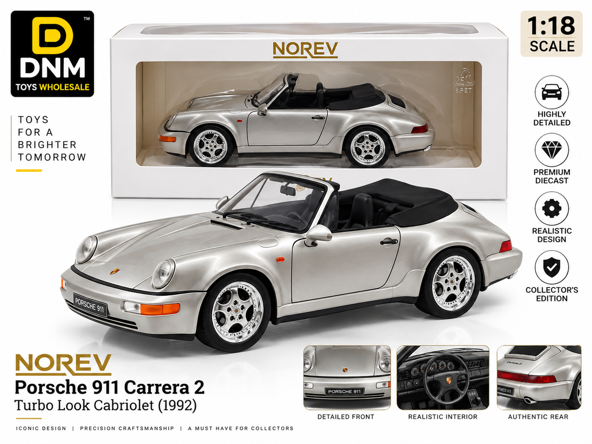 1:18 Scale Porsche 911 Carrera 2 Turbo Look Cabriolet 1992 Diecast Model Car