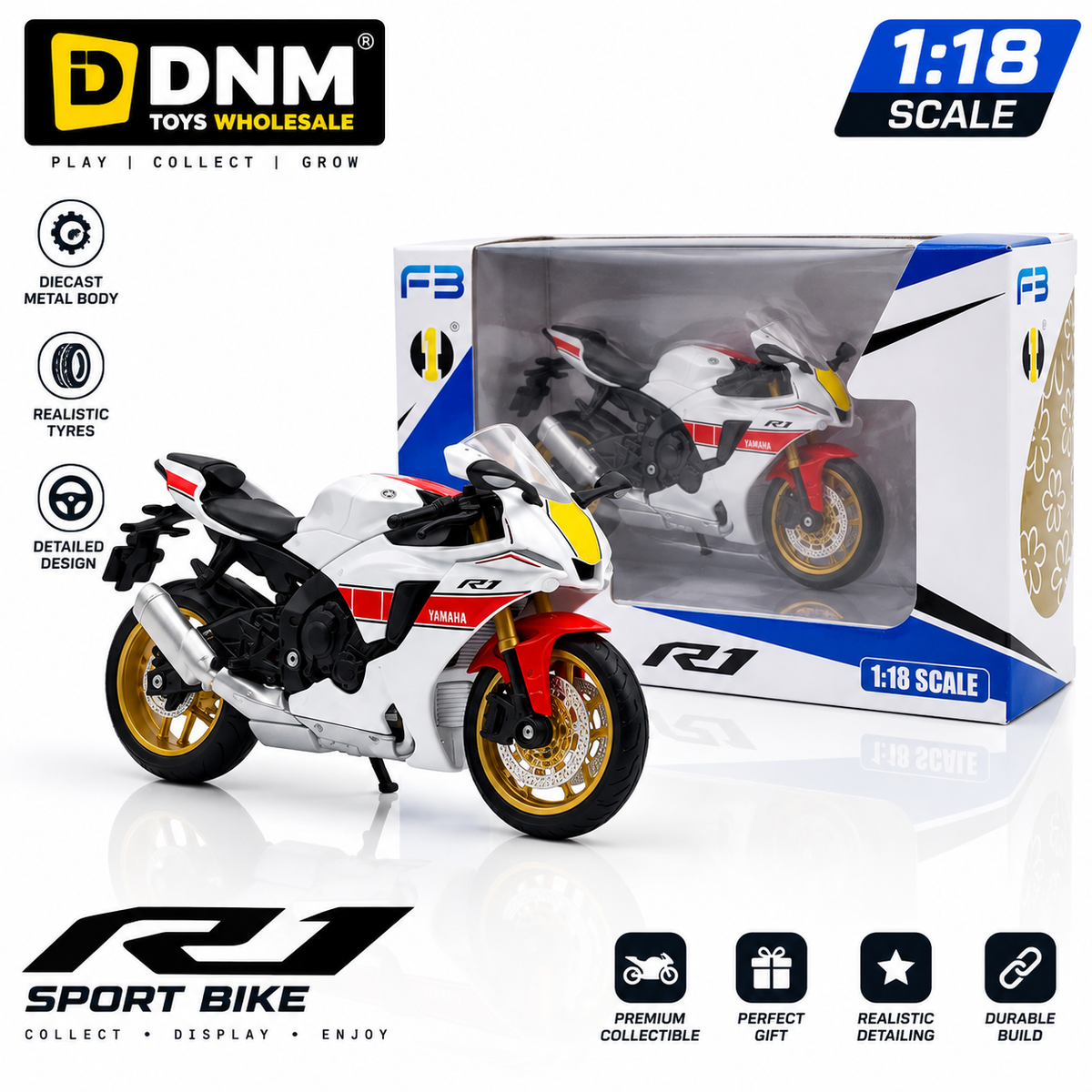 1:18 Scale Sport Motorcycle Diecast Model | DNM Toys