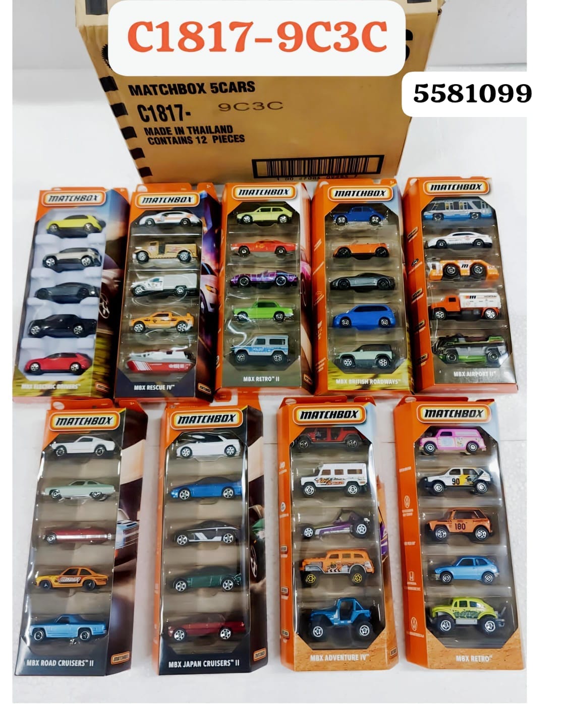Imported Matchbox 5-Cars Assorted Vehicle Gift Set - 12 Pack