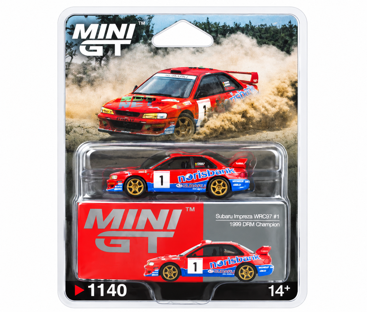 MGT-1140-SUB-WRC97-BL = MINI GT Subaru Impreza WRC97 #1140 1:64 Diecast Car