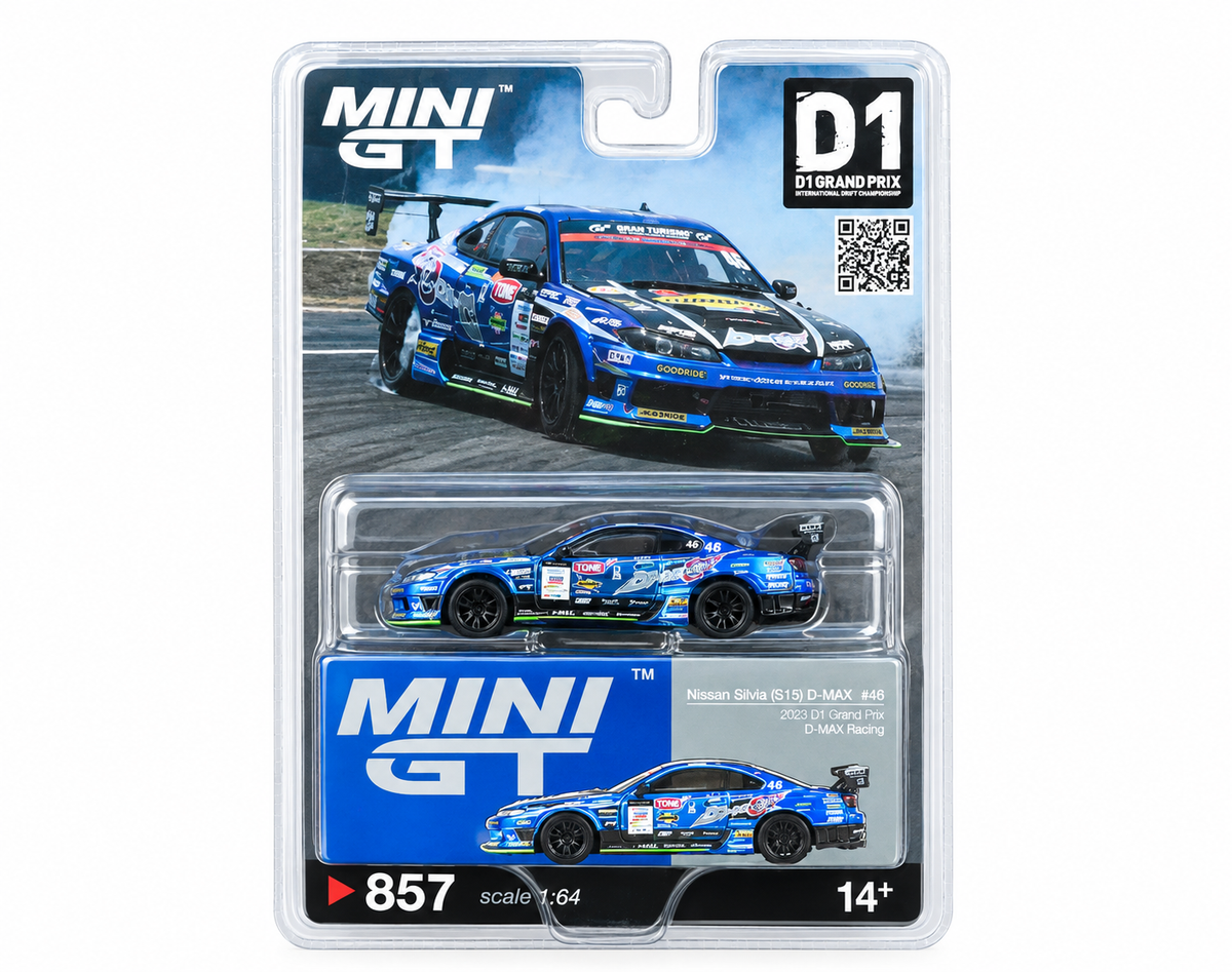 MGT00857 = MINI GT Nissan Silvia S15 D-MAX Racing #46 2023 D1 Grand Prix 1:64 Diecast Model Car