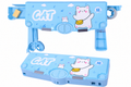 Cat Sky Blue Multifunction Pencil Box with Button Storage, Built-in Sharpener & Spacious Stationery Organizer for Kids