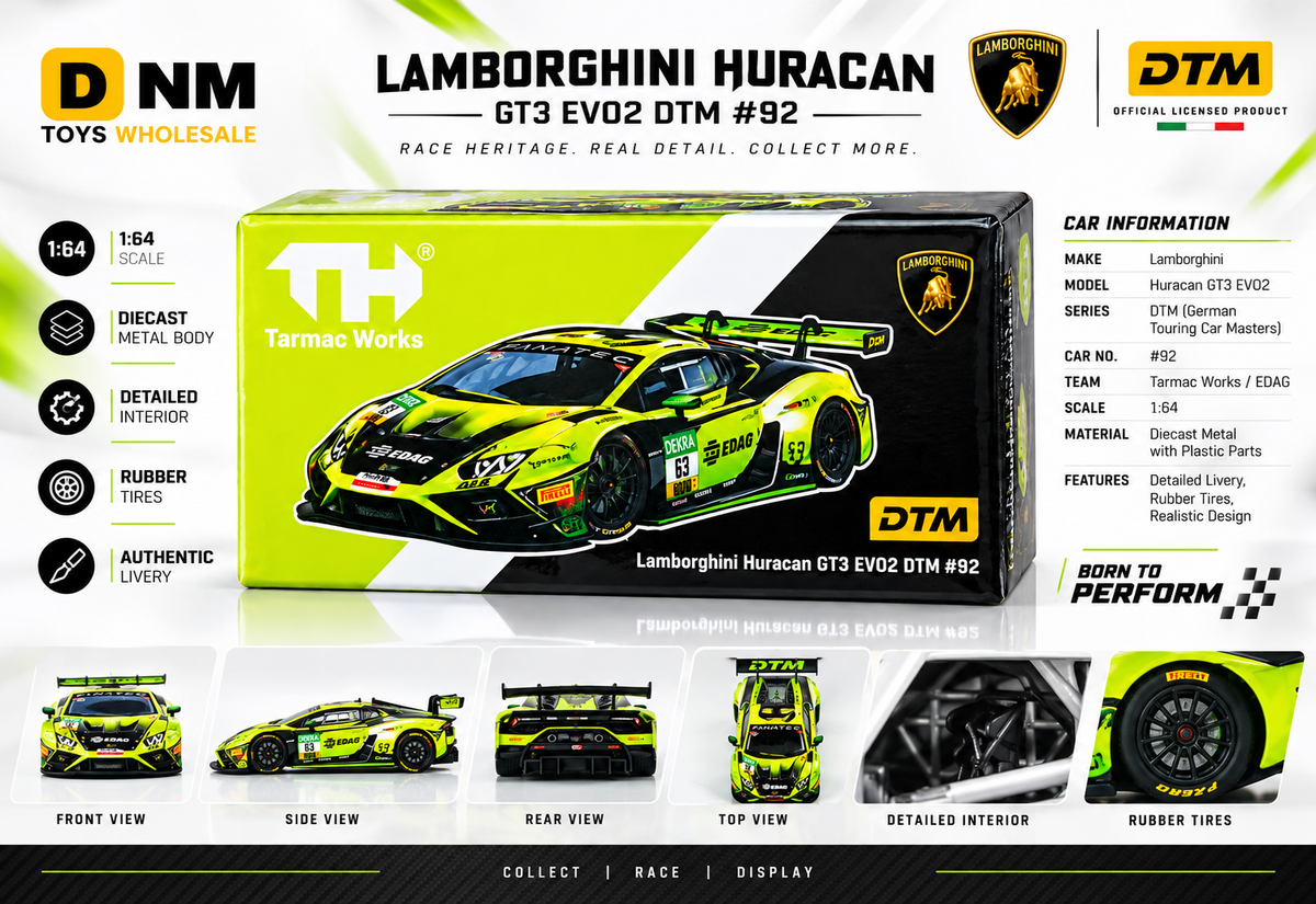 TH-LAM-HGT3EVO2-DTM92-164 - Lamborghini Huracán GT3 EVO2 DTM #92 1:64 Diecast | Trends Hobby