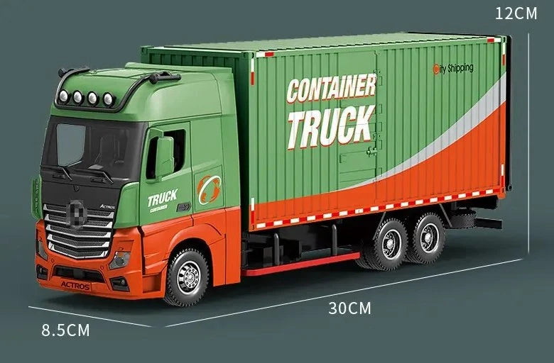 1:24 Diecast Heavy Container Truck with Light & Sound, Pull Back, Openable Doors | Metal Toy Model (1851 Edition)