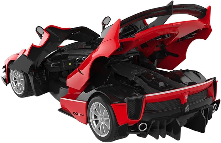 Rastar Ferrari FXK Evo 1:18 Scale RC Assembly Model Kit | DIY Plastic Sports Car with 2.4GHz Remote Control | Opening Doors & Rear Cooling Feature | Model Car for Collection & Display