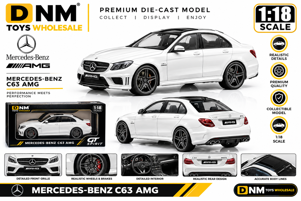 DNM-GTS-118-C63-WHT - GT Spirit Mercedes-Benz C63 AMG 1:18 Scale White Premium Die-Cast Model Car