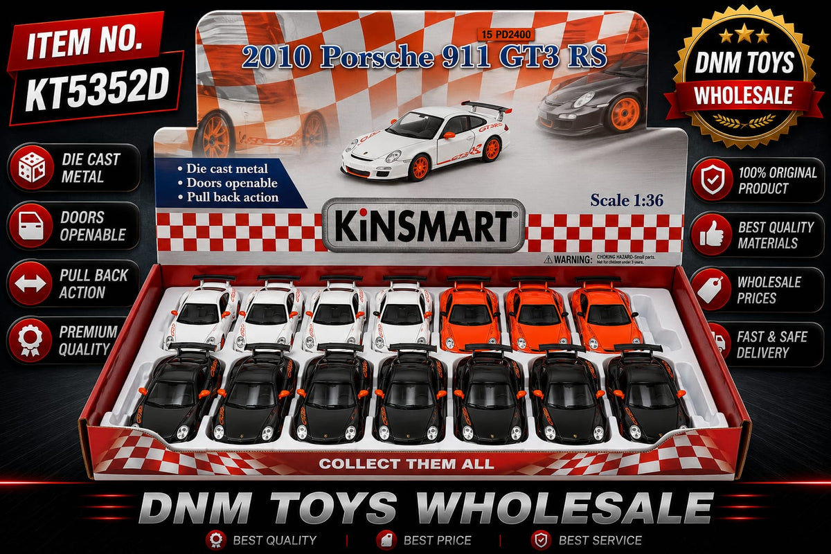 Kinsmart 2010 Porsche 911 GT3 RS Die-Cast Model Car Display Set (12 PCS Assorted Colors) Ð 1:36 Scale Pull Back Collection