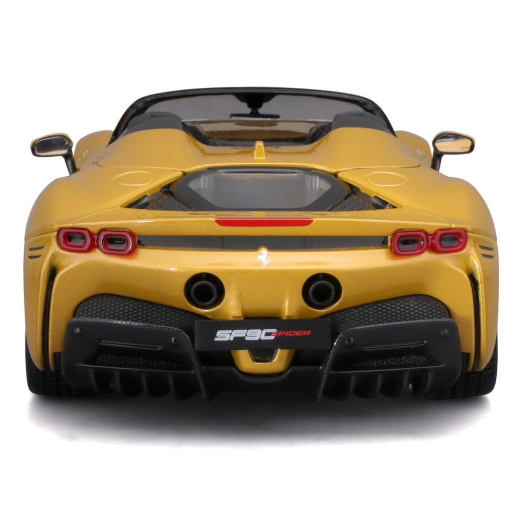 Bburago Ferrari SF90 Spider 1:18 Scale Yellow Diecast Model Car – Race & Play Collectible