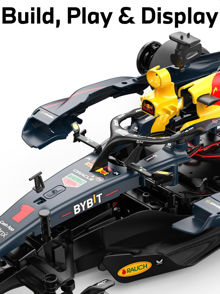 Rastar Oracle Red Bull Racing RB19 1:18 Scale RC Assembly Model Kit | DIY Plastic Formula 1 Racing Car with 2.4GHz Remote Control | F1 Model Car for Collection & Display