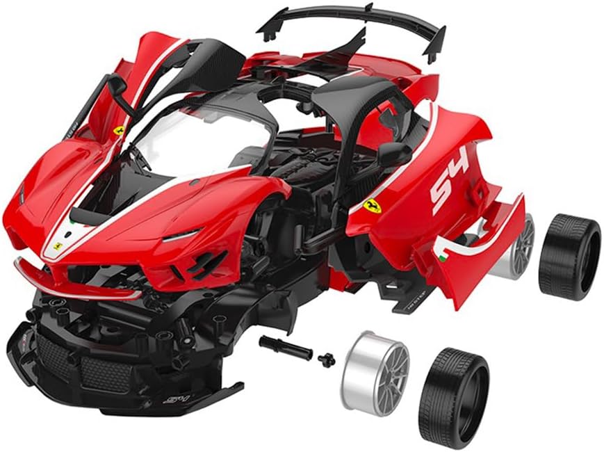 Rastar Ferrari FXK Evo 1:18 Scale RC Assembly Model Kit | DIY Plastic Sports Car with 2.4GHz Remote Control | Opening Doors & Rear Cooling Feature | Model Car for Collection & Display