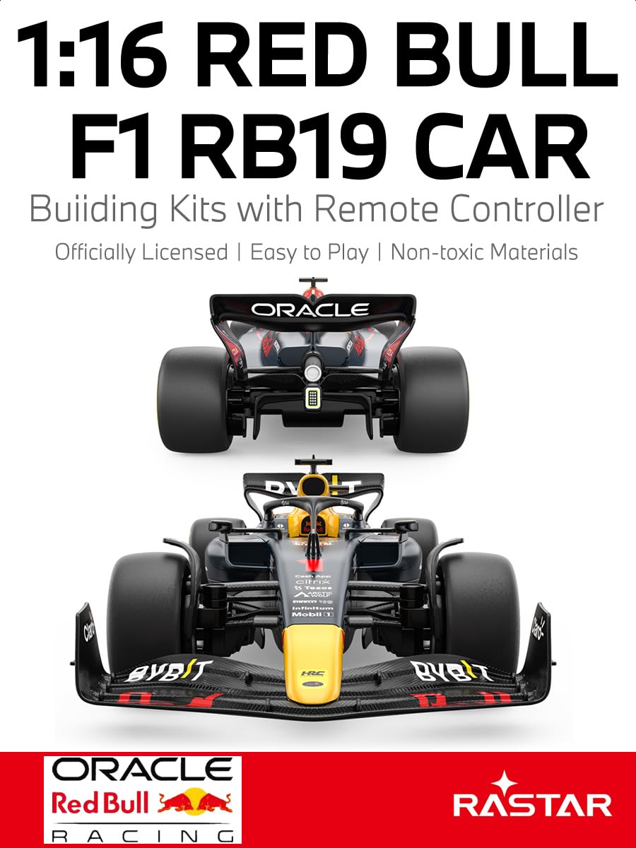 Rastar Oracle Red Bull Racing RB19 1:18 Scale RC Assembly Model Kit | DIY Plastic Formula 1 Racing Car with 2.4GHz Remote Control | F1 Model Car for Collection & Display