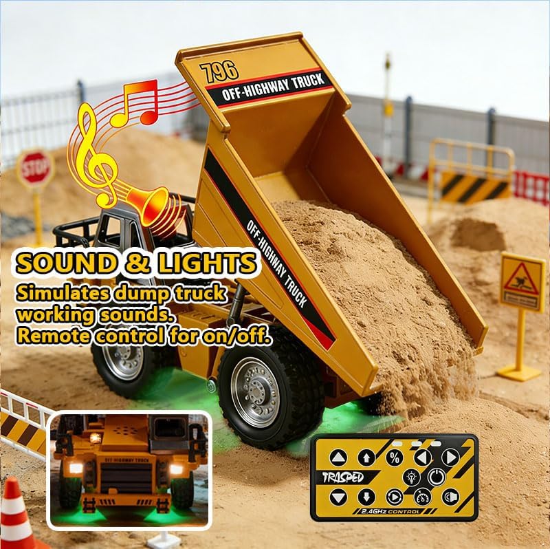 1:64 Mini RC Dump Truck Toy, Alloy Metal Construction Vehicle with App & Remote Dual Control
