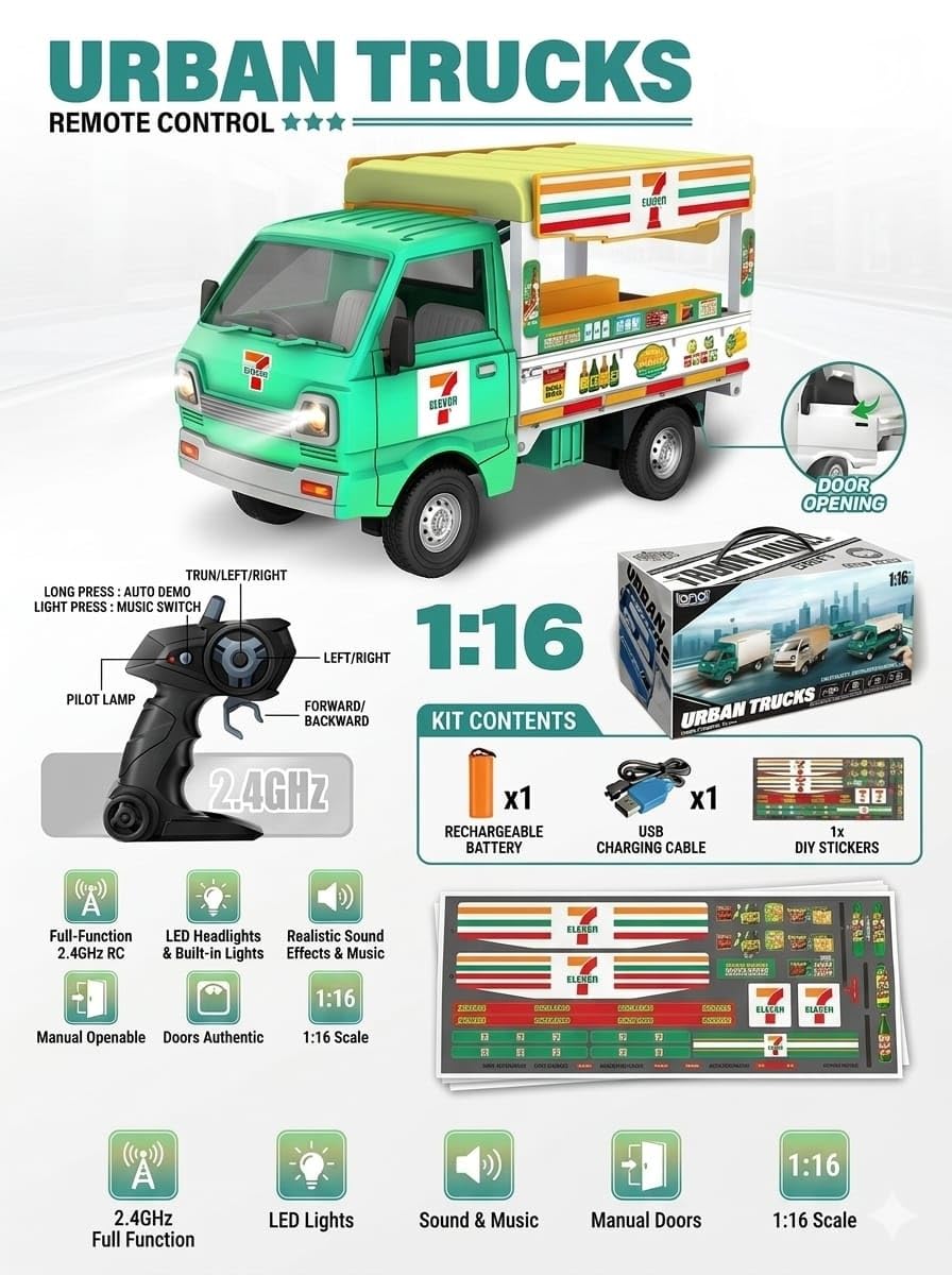 LAND 1:16 Scale 2.4GHz Remote Control Urban Transport & Food Truck Series