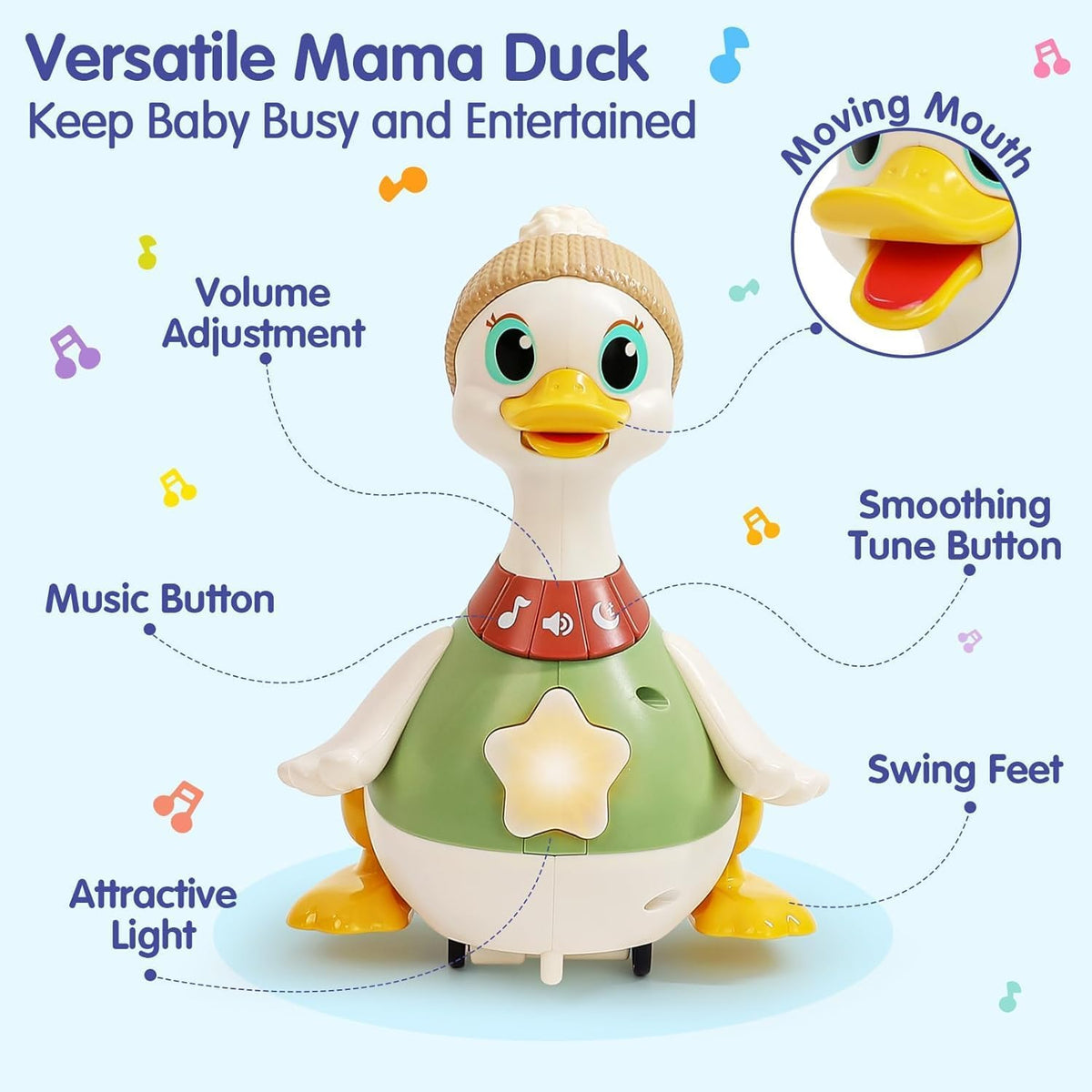 Hola Waddling Duck Family Mother & 2 Baby Ducks – Music & Sounds Toy