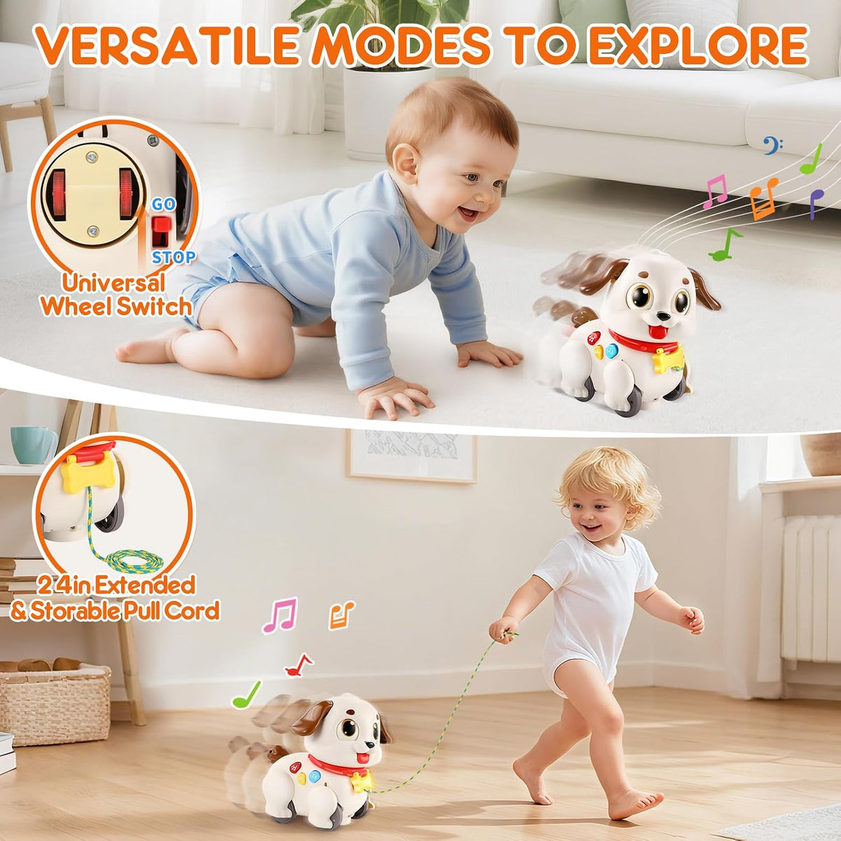 Hola Pull Along Learning Puppy 6–36 Months – Baby Toy with Lights, Music, Numbers & Shapes