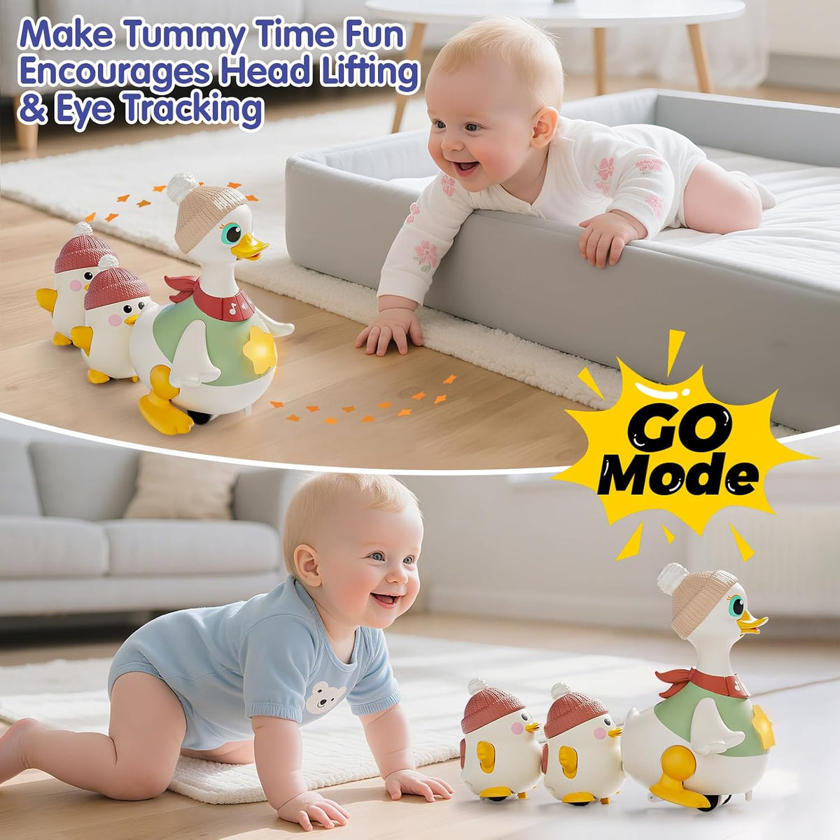 Hola Waddling Duck Family Mother & 2 Baby Ducks – Music & Sounds Toy
