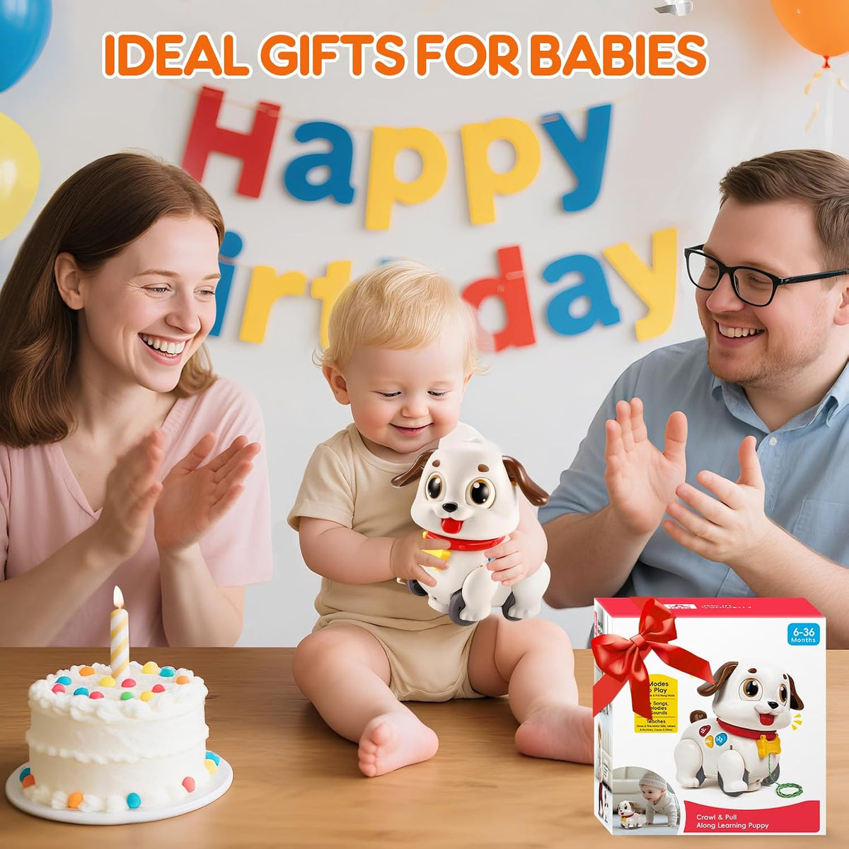 Hola Pull Along Learning Puppy 6–36 Months – Baby Toy with Lights, Music, Numbers & Shapes