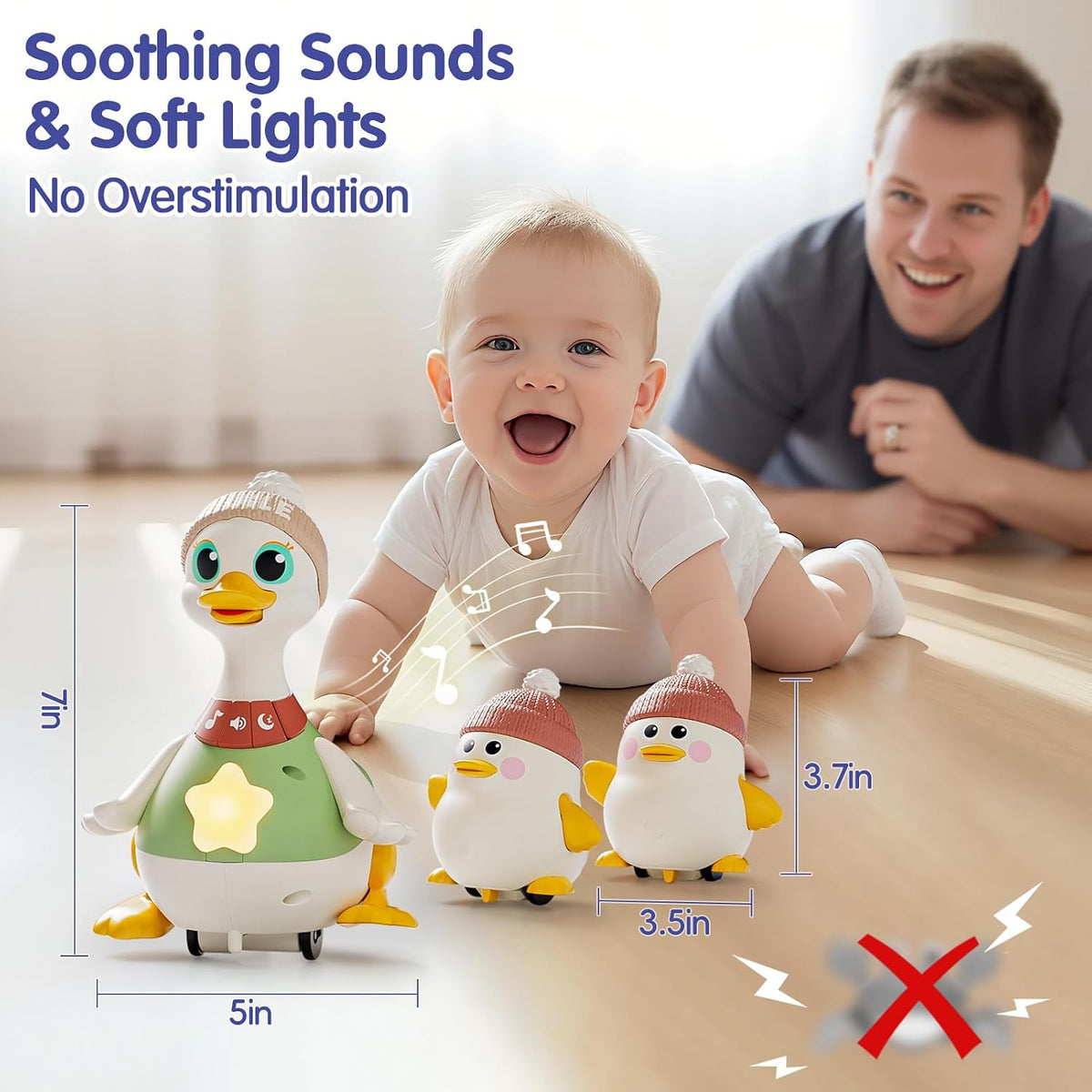 Hola Waddling Duck Family Mother & 2 Baby Ducks – Music & Sounds Toy