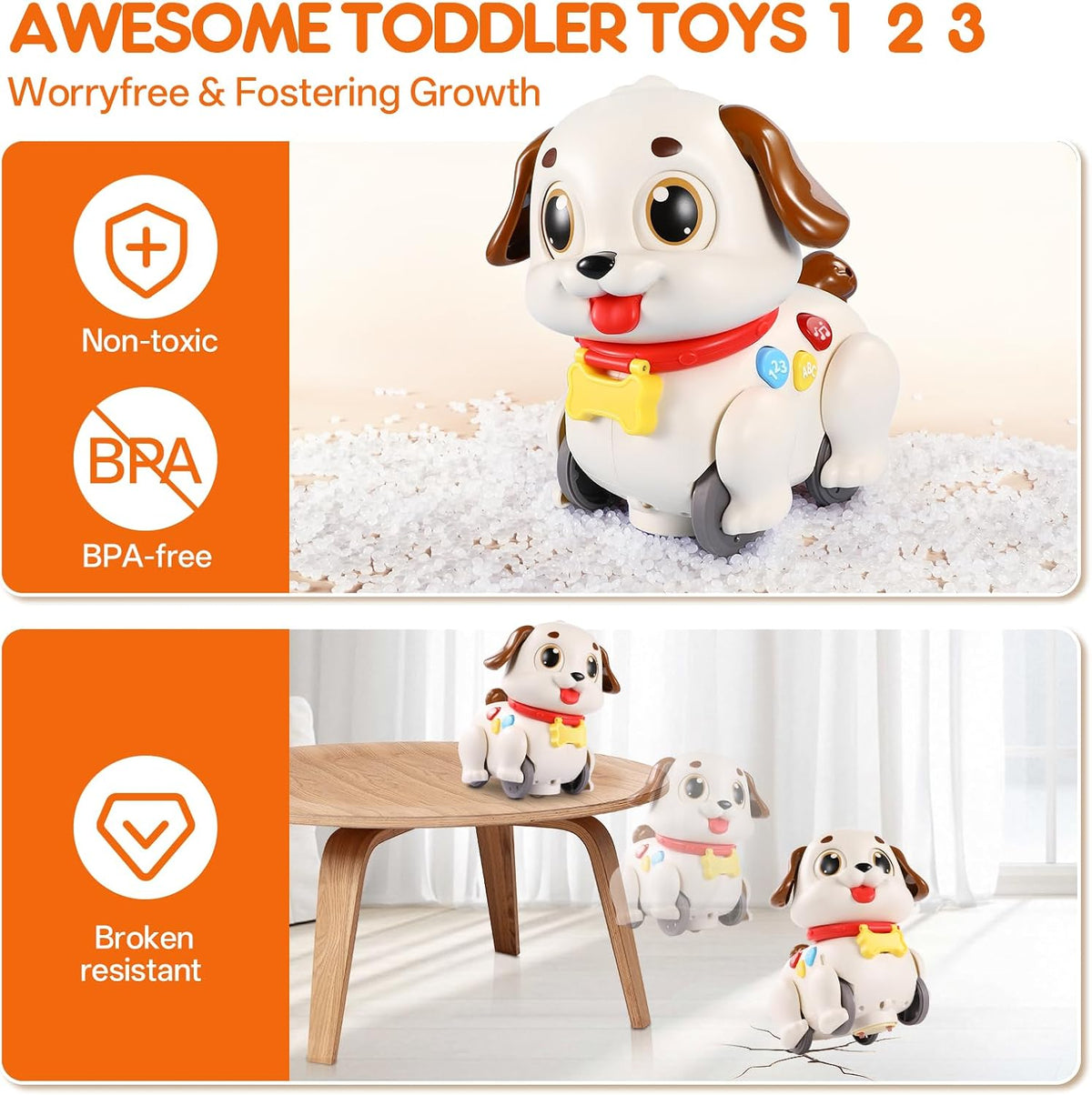 Hola Pull Along Learning Puppy 6–36 Months – Baby Toy with Lights, Music, Numbers & Shapes