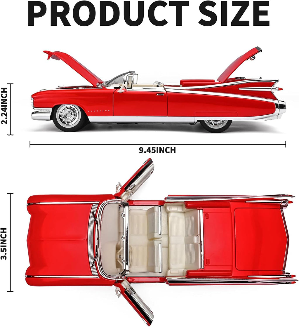 Cadillac Eldorado 1959 Convertible 1:24 Scale Classic Car Model – Red Vintage Diecast Collectible