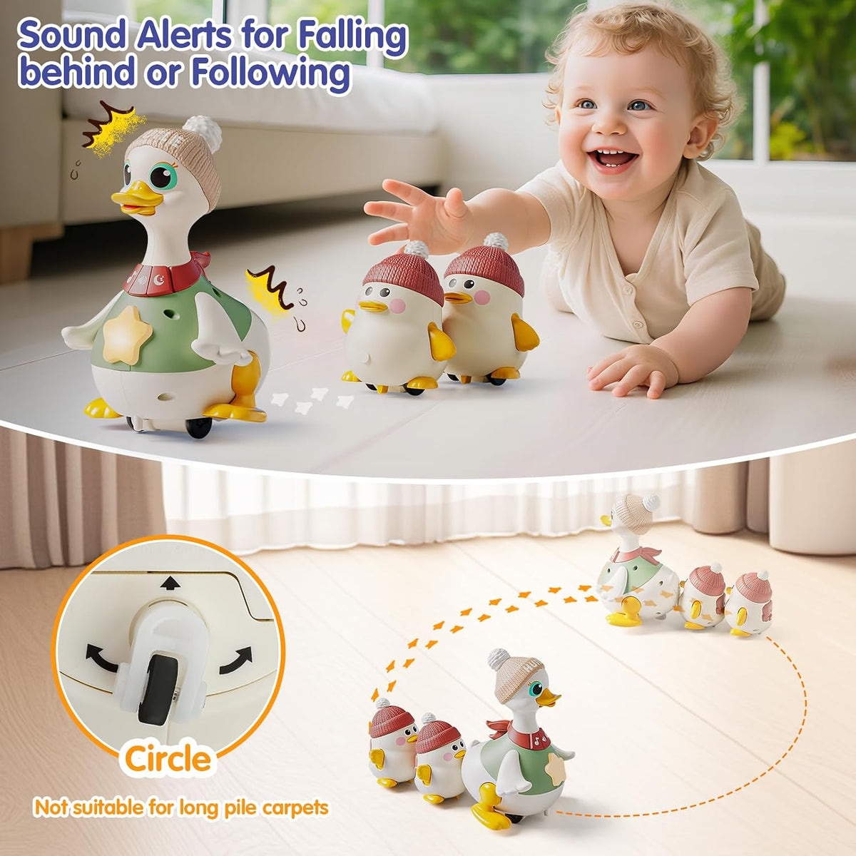 Hola Waddling Duck Family Mother & 2 Baby Ducks – Music & Sounds Toy