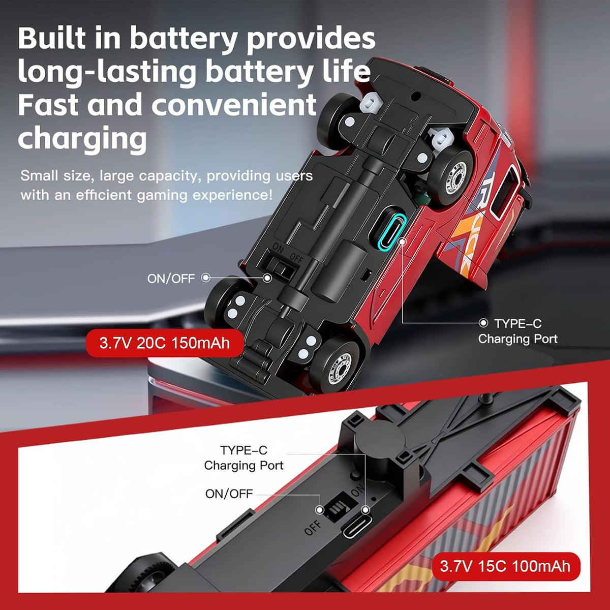 WLtoys RC Semi Truck with Trailer, 2.4G Remote Control Container Truck, 1/64 Carrier Van Transport Vehicle with Racing Tires, LED Lights and Sound Effect, Cruise Control