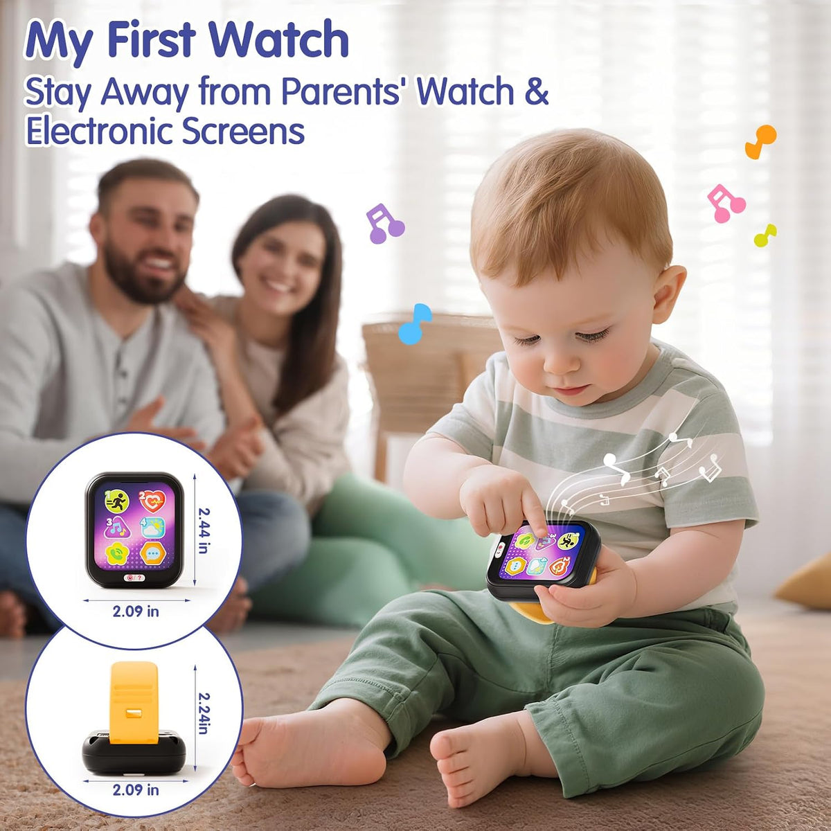 Hola Kids Learning Smartwatch Toy 12–60 Months – Pretend Play Sport Watch with Music, Sounds, Numbers & Shapes