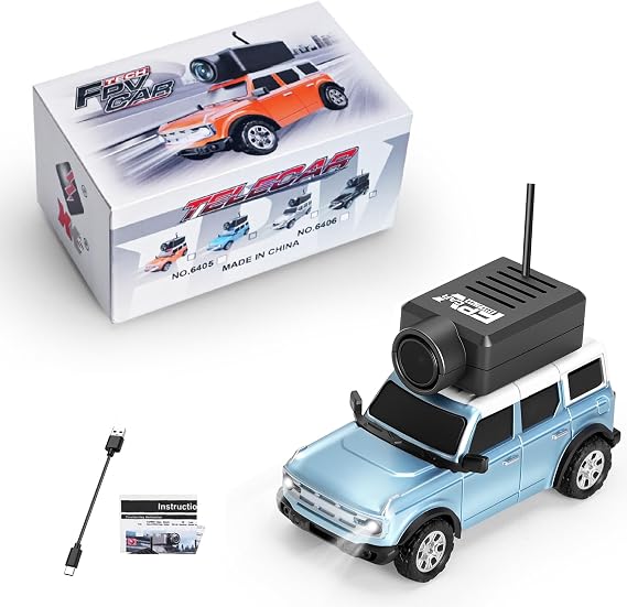 DNM FPV Tech 1:64 Mini Remote Control Car with Camera, Wireless Remote & Carrying Case