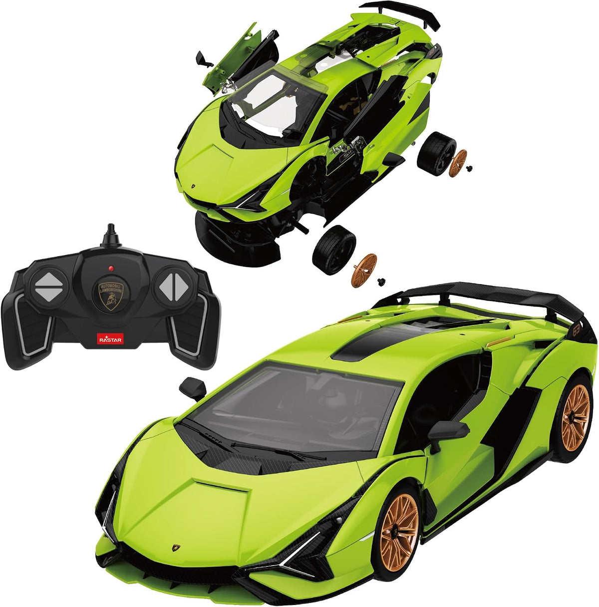 Rastar Lamborghini Sian FKP 37 1:18 Scale RC Assembly Model Kit | DIY Plastic Remote Control Sports Car with 2.4GHz R/C | Model Building Kit for Collection & Display