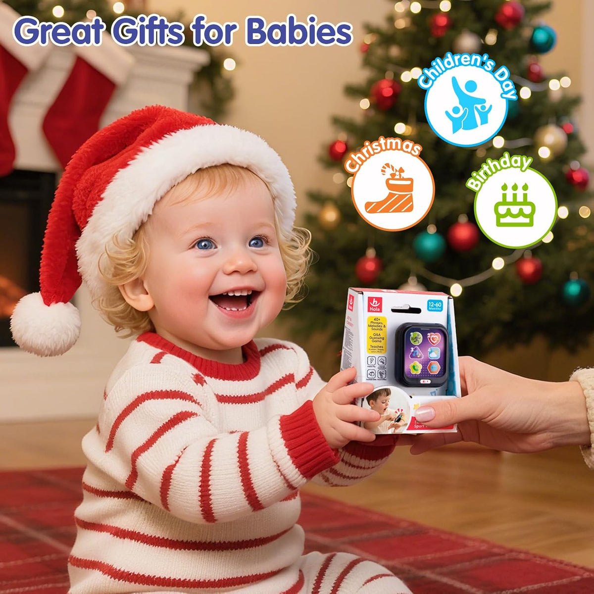 Hola Kids Learning Smartwatch Toy 12–60 Months – Pretend Play Sport Watch with Music, Sounds, Numbers & Shapes