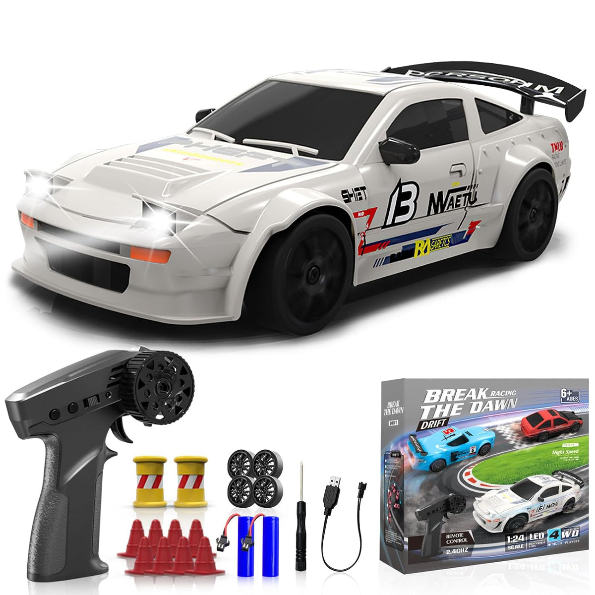 Break The Dawn 1:24 Scale 4WD High-Speed RC Drift Car — Multi-Player Racing Series with LED Lights