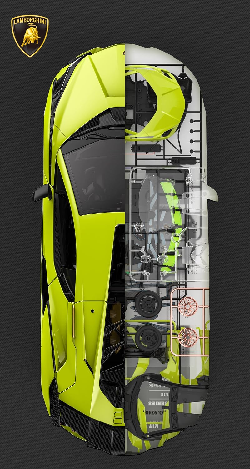 Rastar Lamborghini Sian FKP 37 1:18 Scale RC Assembly Model Kit | DIY Plastic Remote Control Sports Car with 2.4GHz R/C | Model Building Kit for Collection & Display