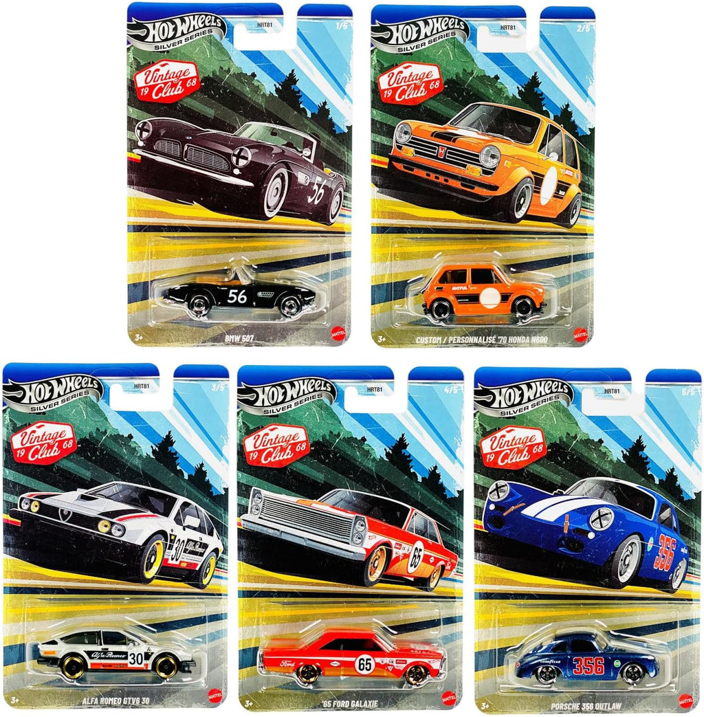 Hot Wheels Vintage Club '68 Silver Series Die-Cast Cars Set, 10-Pack HRT81-9C6J