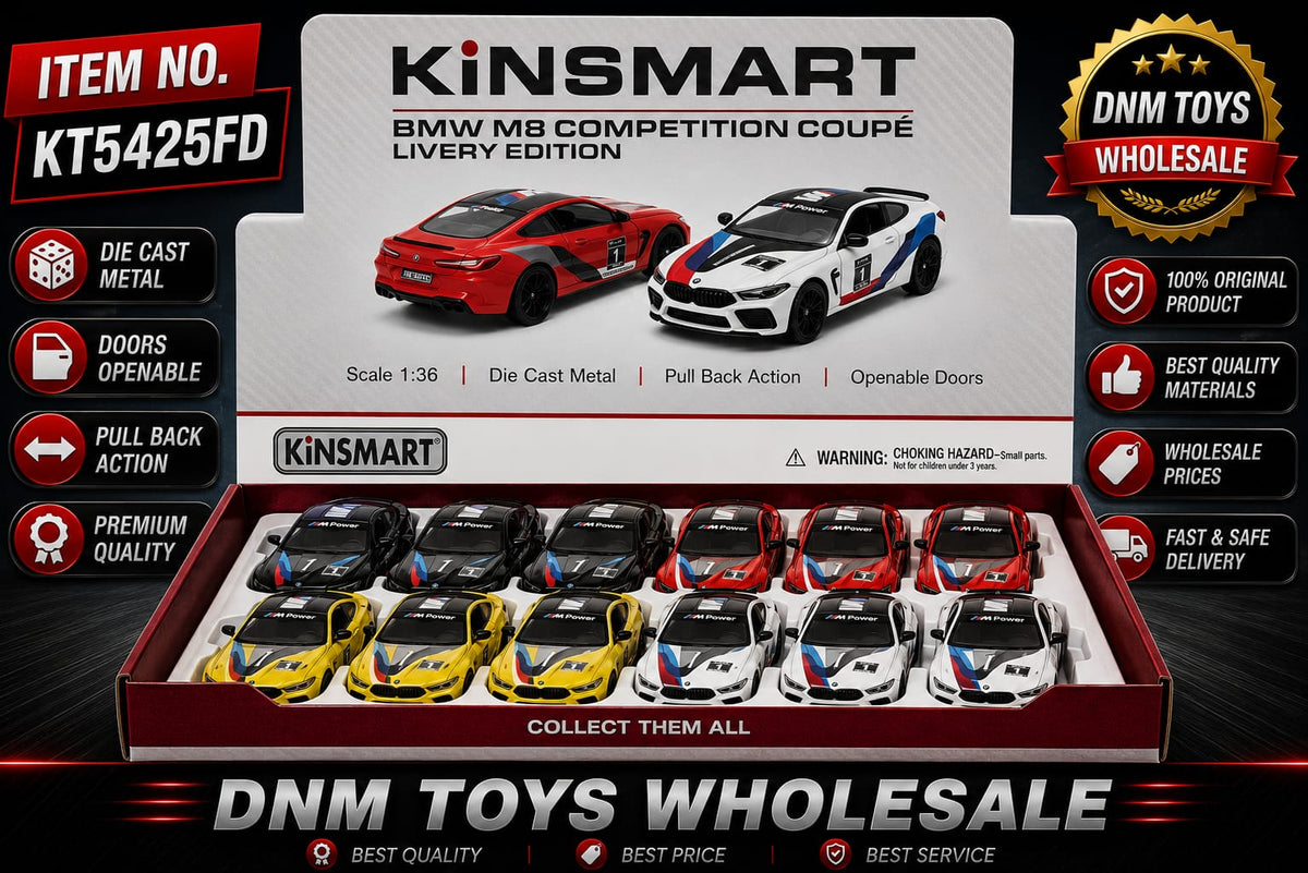 Kinsmart BMW M8 Competition CoupŽ Livery Edition Die-Cast Model Set (12 PCS Assorted Colors) Ð 1:36 Scale Pull Back Collection