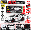 CZ7128E-WHT-124 - 1:24 White RC Alloy Sports Car with Lights & Rubber Tires
