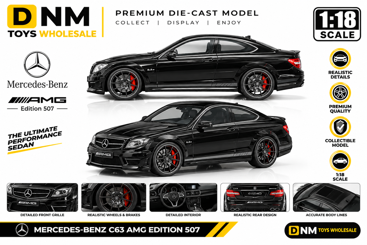 DNM-GTS-C63-507-BLK-118 - GT Spirit Mercedes-Benz C63 AMG Edition 507 1:18 Scale Die-Cast Model Car – Black