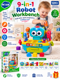 Hola Robot Workbench Toy 12 Months+ – 9-in-1 Toddler Tool Activity Set with Shape Sorting & Number Learning