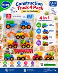 Hola 4-in-1 Construction Vehicle Toy Set 1.5–5 Years – Tractor, Excavator, Dump Truck & Cement Mixer