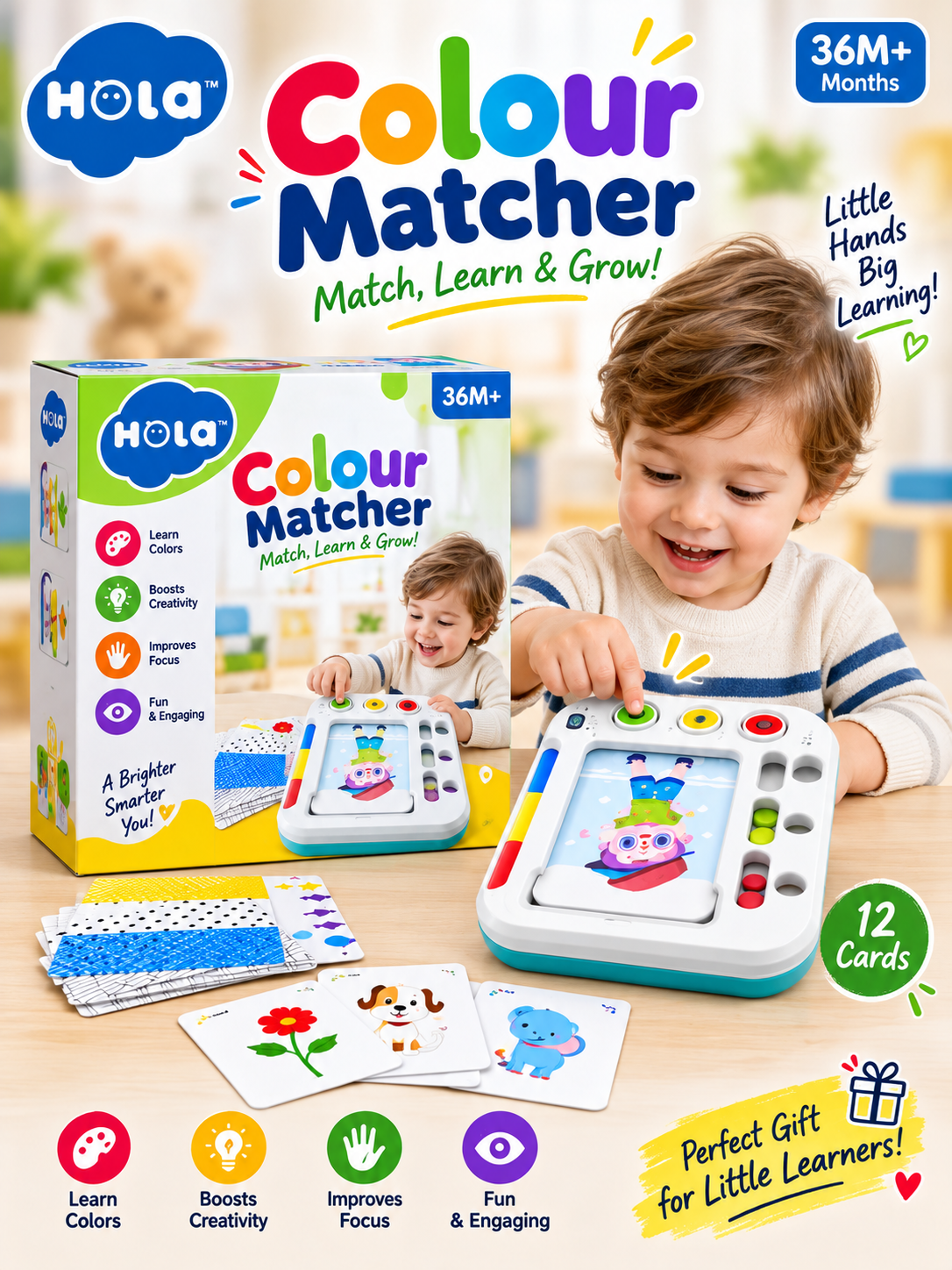 Hola Colour Matcher Educational Toy 36+ Months – Colour Matching, Patterns & STEAM-Art Learning