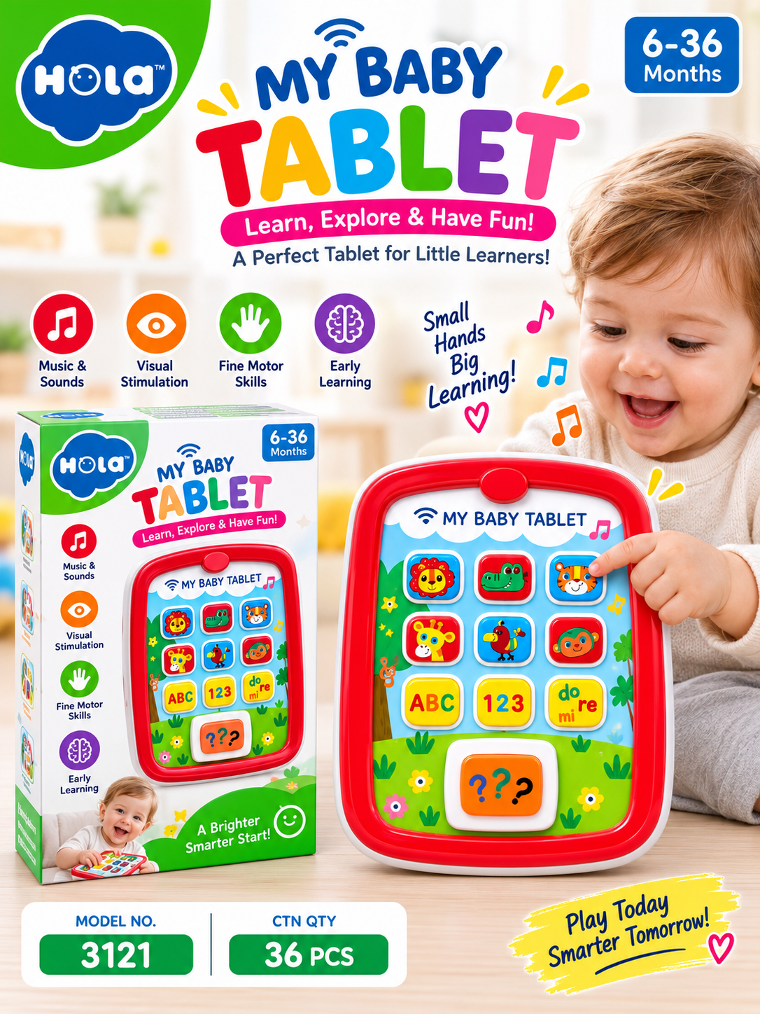 Hola My Baby Tablet for Babies 6–36M – Interactive Learning Toy with 100+ Sounds & Songs