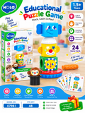 Hola Circus Tower Educational Puzzle Game 1.5+ – 24 Cards Stacking & Learning Toy